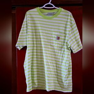Carhartt Lime and White Striped Tee